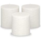 CANDWAX 3x3 Pillar Candle Set of 3 - Decorative Rustic Candles Unscented and No Drip Candles - Ideal as Wedding Candles or Large Candles for Home Interior - White Candles