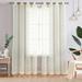 Haperlare Farmhouse Beige Sheer Curtains Floral Boho Window Curtains 95 inches Long Voile Window Drapes Pompom Curtains for Bedroom Living Room 2 Panels