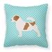 Carolines Treasures BB3707PW1818 Jack Russell Terrier Checkerboard Blue Fabric Decorative Pillow