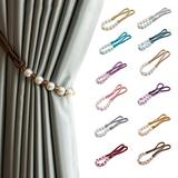 Shangqer Punch Free Beaded Pearl Magnetic Curtain Tieback Rope Buckle Holder Strap Decor