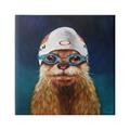 Stupell Industries Sea Lion Seal Swimmer Cap Goggles Painting Canvas Wall Art 17 x 17 Design by Lucia Heffernan