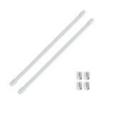 Bundle 2 Cafe Curtain Rods 16 to 24 and 4 Self Adhesive Hooks White