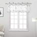 2PCS Linen Textured Translucent Sheer Tiers Embroidered Leaves Pattern Small Window Curtains Panel Drapes for Kitchen/Cafe