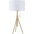 NEW Brushed Gold Base w/ White Fabric Shade 32 -37 Adjustable Table Lamp 31171