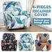 Jokapy Set of 4 High Stretch Recliner Cover 1Seat Soft Sofa Slipcover Printed Reclining Chair Cover Furniture Protector