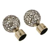 2pcs Curtain Rod Finials Hollow ball Pole End fits 28mm diameter rods Bronze