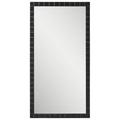 Industrial Rectangular Wall Mirror in Matte Black Finish with Forged Iron Raised Ridges Frame 22 inches W X 42 inches H Bailey Street Home