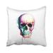 WinHome Colorful Watercolor Skull Painting Decorative Pillow Cover With Hidden Zipper Decor Cushion Two Sides 18x18 inches