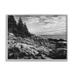 Stupell Industries Rocky Ocean Water Cloudy Coast Monochrome Nature Framed Wall Art 30 x 24 Design by Daniel Sproul