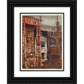 Edwin Foley 19x24 Black Ornate Framed Double Matted Museum Art Print Titled: Queen Anne s Bed Chest of Drawers Upon Stand Wooden Candleabra (1910 - 1911)