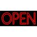 Red Double Stroke Open LED Neon Sign 10 x 24 - inches Clear Edge Cut Acrylic Backing with Dimmer - Bright and Premium built indoor LED Neon Sign for storefront.