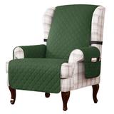 Subrtex Reversible Wing Chair Cover Wingback Armchair Slipcovers Dark Green