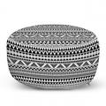 Geometric Pouf Cover with Zipper Art of Various Shapes on a Plain Background Aztec Inspired Details Soft Decorative Fabric Unstuffed Case 30 W X 17.3 L Charcoal Grey White by Ambesonne