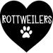 Love Rottweilers Heart Paw Print Dog Wall Decals for Walls Peel and Stick wall art murals Black Small 8 Inch