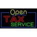 Yellow Open Double StrokeTax Service LED Neon Sign 13 x 24 - inches Black Square Cut Acrylic Backing with Dimmer - Bright and Premium built indoor LED Neon Sign for Defence Force.