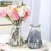 Vase Glass Small Mini Glass Vase Decorative Flower Vase White Modern Crystal Vase for Pampas Grass Table Decoration for Home Living Room Wedding Party