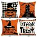 Set of 4 Decorative Halloween 18 x 18 Inches Throw Pillow Covers - Trick or Treat Pumpkin Linen Square Pillow Cushion Case for Sofa Couch Bed Home Outdoor Car (18 x 18 Halloween/Black)