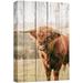 wall26 Canvas Print Wall Art Wood Panel Scenic Field Wild Buffalo Nature Animals Digital Art Realism Decorative Farmhouse Zen Rustic Multicolor Wildlife for Living Room Bedroom Office - 12 x18