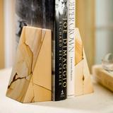 Bey-Berk Marble Marble Book Ends 6 H Beige (R10S)