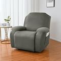 Goory Stretch Couch Cover Recliner Armchair Cover Plain Elastic Slipcover Solid Color Sofa Covers Furniture Protector Gray 1 Seat