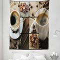 Brown Tapestry Coffee Themed Collage Close up Mugs Beans on Wooden Table Aromatic Roasted Espresso Drink Fabric Wall Hanging Decor for Bedroom Living Room Dorm 5 Sizes Brown by Ambesonne