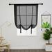 Yipa Semi-Blackout Short Curtain Tie Up Window Curtains Voile Kitchen Valance Slot Top Cafe Cafe Rod Pocket Curtain Panel Black 31.5 Width x55 Length 1-Panel