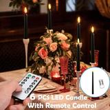 OAVQHLG3B 6PCS Black Flameless Taper Candles with Remote Flickering Realistic LED Battery Operated Decorative Candles for Wedding Party Home Decor