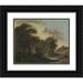 George Smith 24x20 Black Ornate Framed Double Matted Museum Art Print Titled: A View Near Arundel Sussex with Ruins by Water (Mid-18th Century)