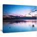 Design Art Sunset Over Lake Blue Everywhere Photographic Print on Wrapped Canvas