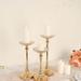 Efavormart Set Of 3 | Gold Metal Crystal Beaded Votive Candle Holder Centerpieces Tea Light Candle Holder Stands - 11 13 15