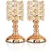 Gold Crystal Candle Holders Set of 2 Metal Cylinder Tealights Luxurious Candle Holder 20cm Tall Ornaments for Christmas Living Room Wedding Centerpieces (Small)