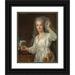 FranÃ§ois-Hubert Drouais 12x14 Black Ornate Wood Framed Double Matted Museum Art Print Titled: Portrait of a Young Woman as a Vestal Virgin (1767)