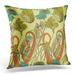 USART Orange Vintage Abstract Hand Drawn Paisley Pattern Yellow Floral Pillow Case Pillow Cover 20x20 inch