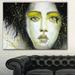 DESIGN ART Designart Girl with Yellow Eye line Portrait Digital Art Canvas Print 20 in. wide x 12 in. high