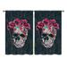 Goory Kitchen Curtains Skull Rod Pocket Drapes Semi Sheer Cafe Decor Short Panel Scary Tiers Home Window Curtain