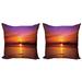 Ocean Throw Pillow Cushion Cover Pack of 2 Romantic Sunset on the Beach Sun Rays Reflection on the Sea Colorful Sky Picture Zippered Double-Side Digital Print 4 Sizes Orange Purple by Ambesonne