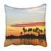 CMFUN Dark Silhouettes of Palm Trees and Amazing Cloudy Sky on Sunset at Tropical Pillowcase Cushion Cover 18x18 inch