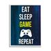 Stupell Industries Eat Sleep Game Repeat Controller Layered Background Graphic Art White Framed Art Print Wall Art Design by Annie Warren