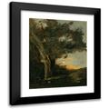 Jean-Baptiste-Camille Corot 20x24 Black Modern Framed Museum Art Print Titled - Sunset with a Lioness