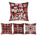 4Pcs Red Plaid Merry Christmas Pillowcase - Christmas Throw Pillowcase Linen Soft Cushion Pillow Case for Home Sofa Decoration