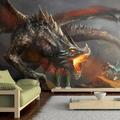 Tiptophomedecor Peel and Stick Fiction Wallpaper Wall Mural - Dragon Fire - Removable Wall Decals