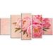 Design Art Peony Flowers against Scribbled Back 5 Piece Photographic Print on Wrapped Canvas Set