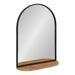 Kate and Laurel Schuyler Arch Wall Mirror with Shelf 20 x 28 Black and Natural Wood Rustic Mirror
