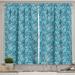 Ambesonne Blue Paisley Kitchen Curtains Flower Like Elements 55 x45 Sea Blue Almond Green