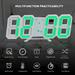 Gustave 3D LED Digital Wall Clock Desk Glowing Alarm Clocks Multifunction Number Time Clock USB Charge with Temperature Display Adjust Brightness 12/24 Hr - Green