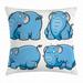 Animal Throw Pillow Cushion Cover Kids Nursery Boys Girls Baby Room Clumsy Cartoon Cute Elephant Image Print Decorative Square Accent Pillow Case 16 X 16 Inches Baby Blue and White by Ambesonne