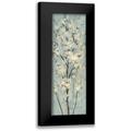 Vassileva Silvia 11x24 Black Modern Framed Museum Art Print Titled - Almond Branch II on Light Blue