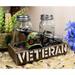 Veteran Military Fallen Soldier Rifle Helmet Salt Pepper Shakers Holder Figurine