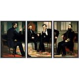 wall26 - 3 Piece Framed Canvas Wall Art - The Peacemakers (Abraham Lincoln at Civil War Time) by George Peter Alexander Healy - Modern Home Art Stretched and Framed Ready to Hang - 16 x24 x