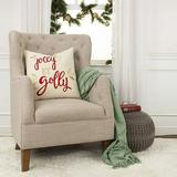 Rizzy Home Holiday Ivory/Red Sentiment - Jolly By Golly Cotton 20 x20 Poly Filled Decorative Throw Pillow